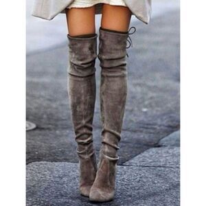 Stuart Weitzman Suede Highland Over-the-Knee
Heeled Boots